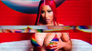 Ebony celebrity Nicki Minaj nude masturbation with big tits