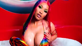 Ebony celebrity Nicki Minaj nude masturbation with big tits