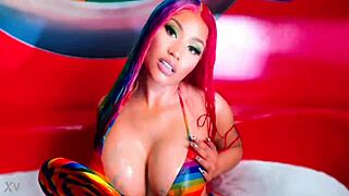 Ebony celebrity Nicki Minaj nude masturbation with big tits