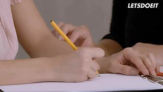 lucy li and darce lee moan during sensual lesbian sex with fingering and cunilingus