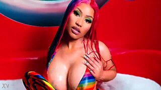 Ebony celebrity Nicki Minaj nude masturbation with big tits