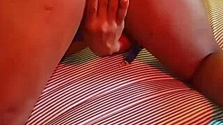 on my way to bed in blue lingerie for a little self-touch