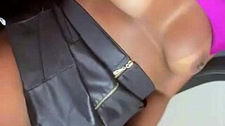 latina shows her natural tits in outdoor lingerie