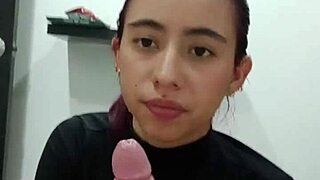 guy helps his stepsister with oral practice
