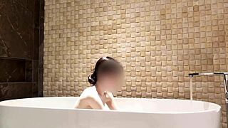 Brunette’s Solo Bath Time Tease at Luxury Hotel