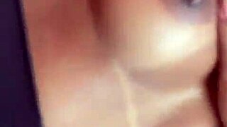 latina shows her natural tits in outdoor lingerie