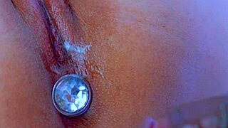 perfect puffy pussy close-up video 4k pink pussy butt plug fuck and creampie 😍