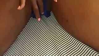 on my way to bed in blue lingerie for a little self-touch