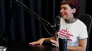 annie clementine gets nervous about anal during tattoo in outdoor orgy, exposing herself in sheer red