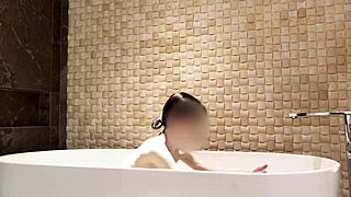 Brunette’s Solo Bath Time Tease at Luxury Hotel