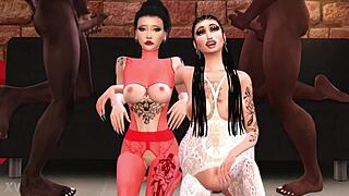 Pregnant Milfs Kate, Ina, Chunga Share Monster Cocks in Orgy!