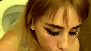 suggestive toilet piss whore is completely filled with hot sperm everywhere