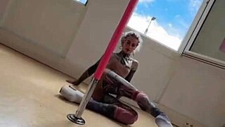 I dance exotically on the pole in heels.