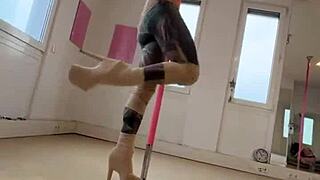 I dance exotically on the pole in heels.