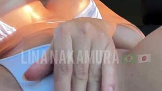 Japonesa gostosa drains black cock dry in parking lot