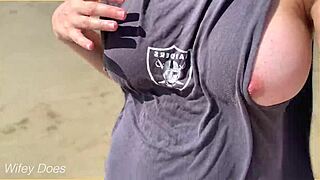 wife walks nude on public beach