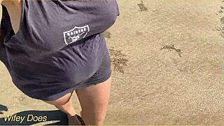 wife walks nude on public beach