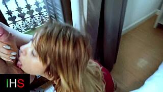 Horny girl gets pussy fucked in cowgirl with cum swallow