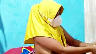 i masturbate with dildo in cosplay, feeling the hairy beaver and tits intensely before work