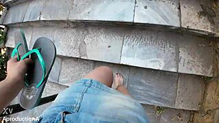 Eighteen Teen Wetting Pussy Outdoors