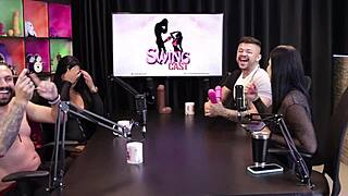 Couple Mattos Loses Jerk-Off Game, Strips to Reveal Ass and Cock in Sheer Red Lingerie