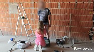 I almost got caught bending over for my boss's big cock at the construction site