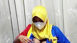 i masturbate with dildo in cosplay, feeling the hairy beaver and tits intensely before work