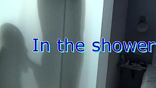 Blonde teen enjoys shower time