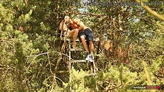 Hot Brunette Feels Intense Pleasure From Dicking In The Forest