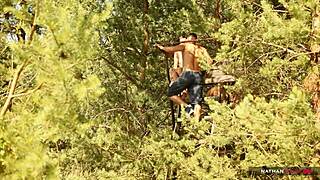 Hot Brunette Feels Intense Pleasure From Dicking In The Forest