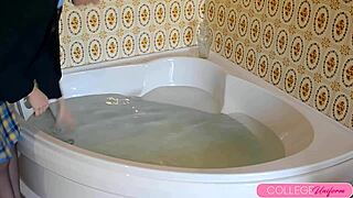 Drenched school girl sophia smiths bathtime fun splish splash with wet pussy