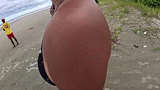 Nicoly Safada Seduces Fireman on Beach and Rides Him in Woods