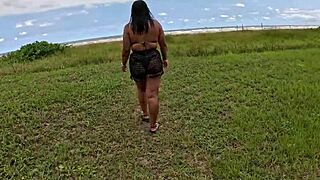 Nicoly Safada Seduces Fireman on Beach and Rides Him in Woods