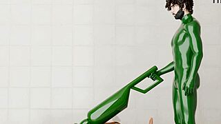 guy uses rotating machine on another