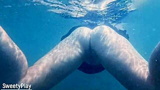 Underwater Creampie While Swimming After Cum Inside Pussy