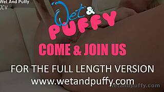 Hot Blonde Teases Puffy Pussy with Glass Dildo