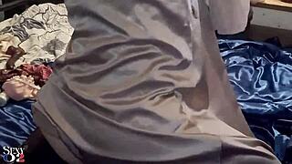 french amateur rubs shaved pussy in satin panties for doggystyle deepthroat