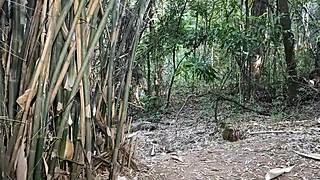 Fucking Behind Trees in Public Park with BBC Cumshot Facial