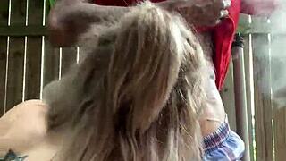 rough interracial group foursome orgy with redhead