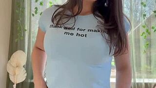 Beautiful Latina Pornstar Teases Solo with Big Tits in Homemade First Time