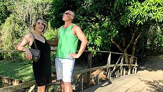 Fucking Behind Trees in Public Park with BBC Cumshot Facial