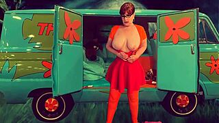 granny cosplays velma for haunted creampie
