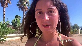 Crazy Girl Pees on Public Beach in Wet Panties