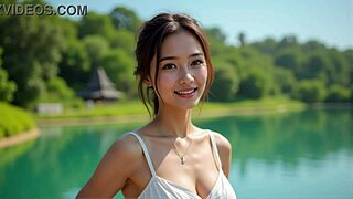 Thai girl nice dress beautiful scene