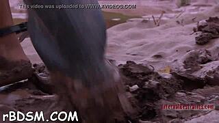 clamped babe's wet cunt and ass pounded with toys