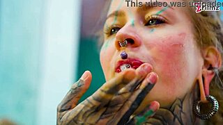 Tattoo girl solo anal play
