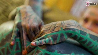 Tattoo girl solo anal play