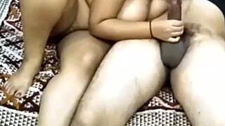 Beautiful indian couple enjoys handjob and cum during sex.