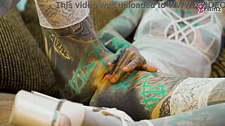 Tattoo girl solo anal play