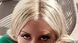 Horny Blonde Swallows Huge Cock